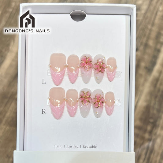 Wildflower Breeze | Meduim Almond | Handmade Press-On Nails | Removable and Reusable | Free Tool Kit Included