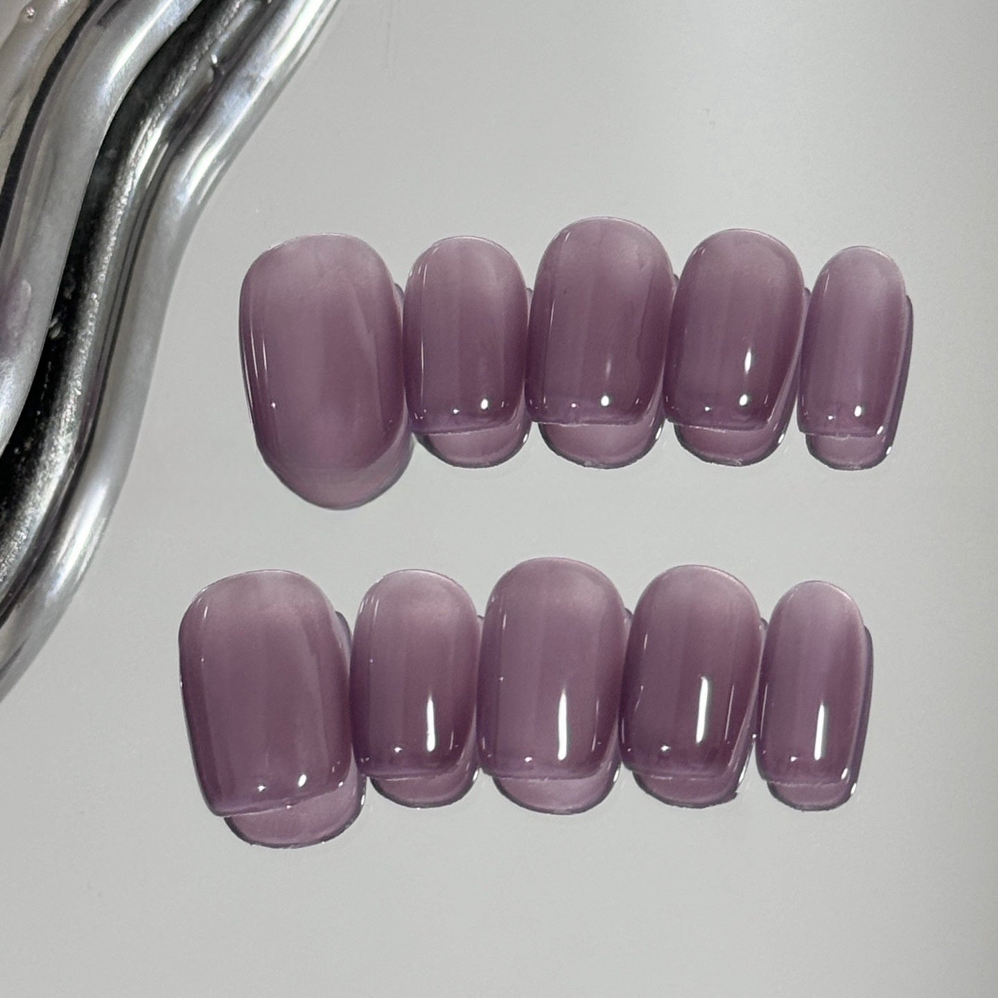 Short Coffin Candied Grape Purple Handmade Press-On Nails | Removable and Reusable | Free Tool Kit Included