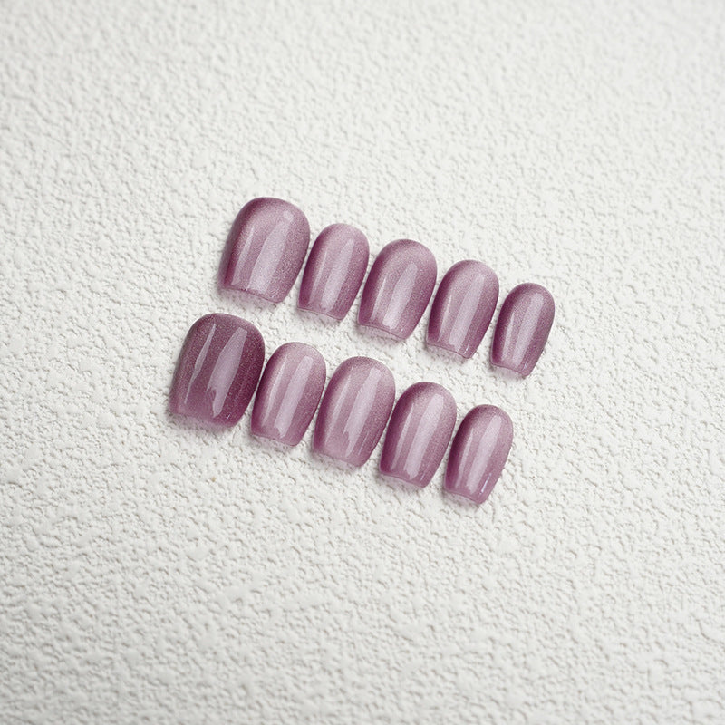 Short Coffin Candied Grape Purple Handmade Press-On Nails | Removable and Reusable | Free Tool Kit Included