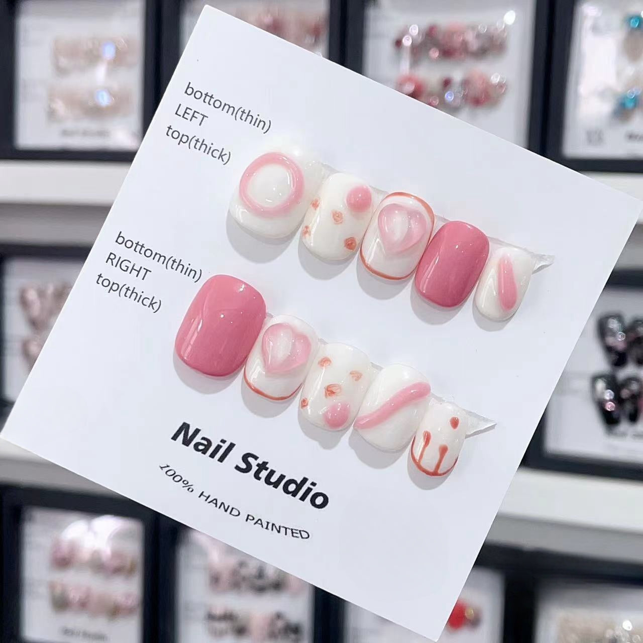 Short Peach Blush Press On Nails | Cute Heart-shaped Handmade Nails|Free Tool Kit Set Included