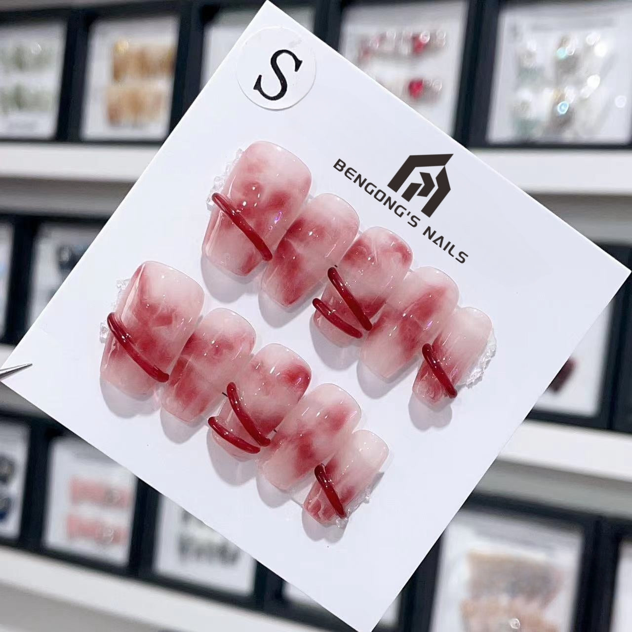2 Nail Shapes & Blood-Colored Romance| Handmade Press-On Nails