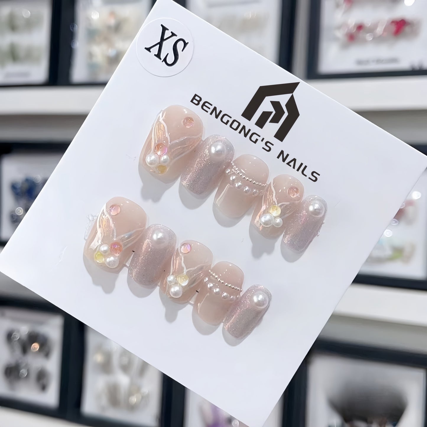 Versatile and Exquisite Short Press On Nails| Mirrored Pink Fish Tail Cool 3D Handmade Nails|Free Tool Kit Set Included