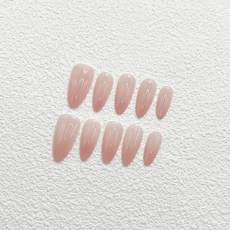 Medium Almond Simple Light Pink Ombre Handmade Press On Nails | Removable and Reusable | Free Tool Kit Included