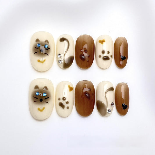 Blue-Eyed Muse –  Handmade Press-On Nails  | Detachable and Reusable | Free Tool Kit Included