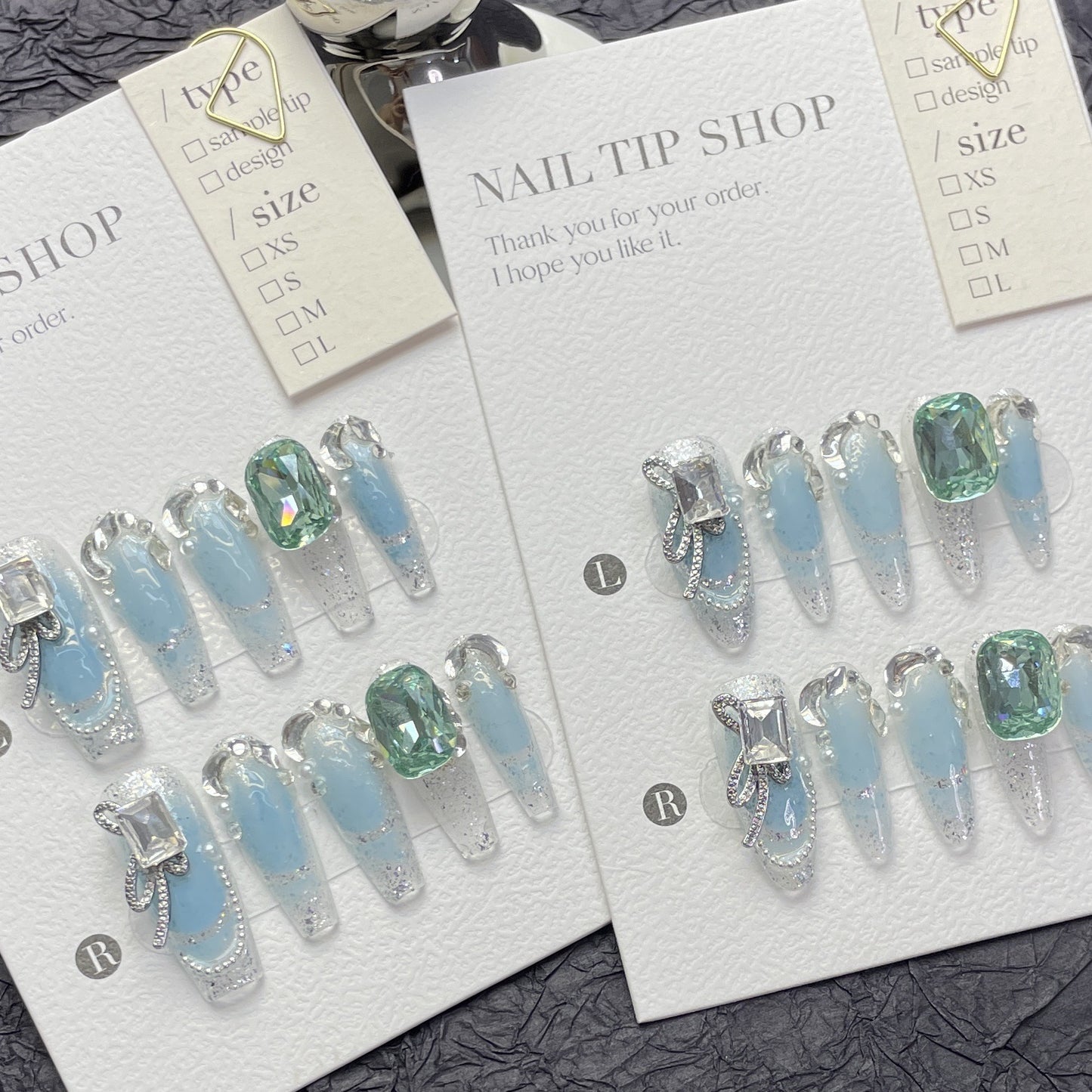 Azure Starry Sky Press On Nails |Shine Like A Diamond |Cool and Opulent French Style|Free Tool Kit Set Included