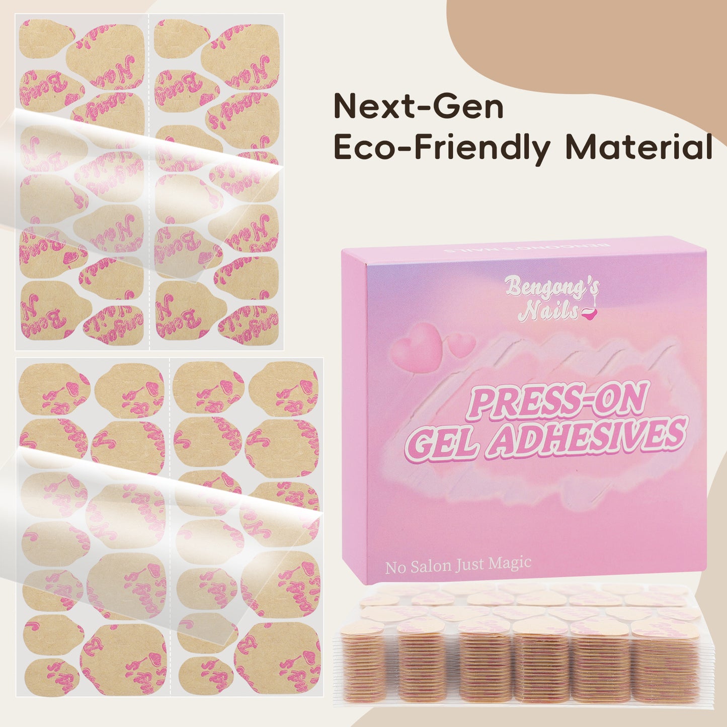 Bengong's Nails: Upgraded Eco-Friendly Press-On Nails Stickers | Waterproof, Super strong, NO damage