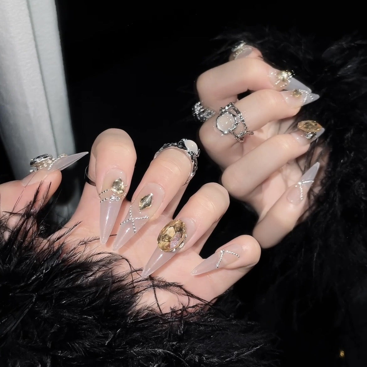 Shine Like A Diamond press on Nails|Stunning Gel Nail Artist faux nails|Free Tool Kit Set Included