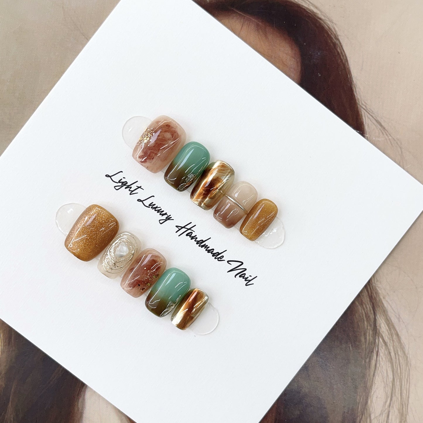 Short Coffin Gradient Multicolored Autumn Handmade Press-On Nails | Removable and Reusable | Free Tool Kit Included