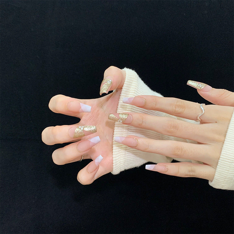 Versatile and Exquisite Press On Nails In Ins-Style | Handmade Nails in Pale Pink with 3D Ribbons |French Style with a Touch of Luxury and Elegance|Free Tool Kit Set Included