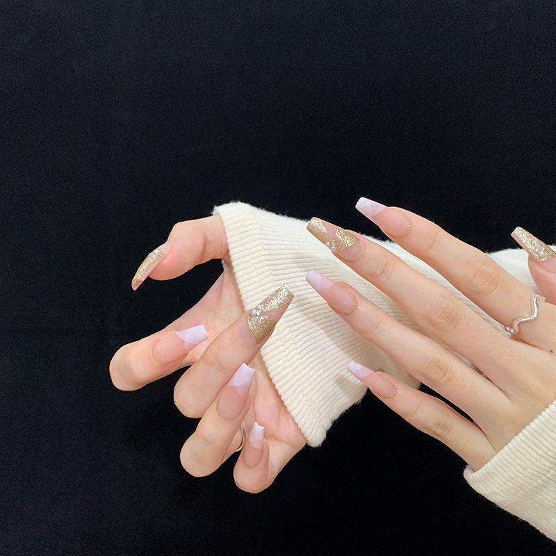 Versatile and Exquisite Press On Nails In Ins-Style | Handmade Nails in Pale Pink with 3D Ribbons |French Style with a Touch of Luxury and Elegance|Free Tool Kit Set Included