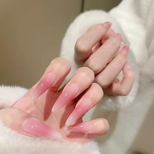 Nude Blush Press On Nails | Long Pointed Everyday Versatile Handmade Nails|Free Tool Kit Set Included