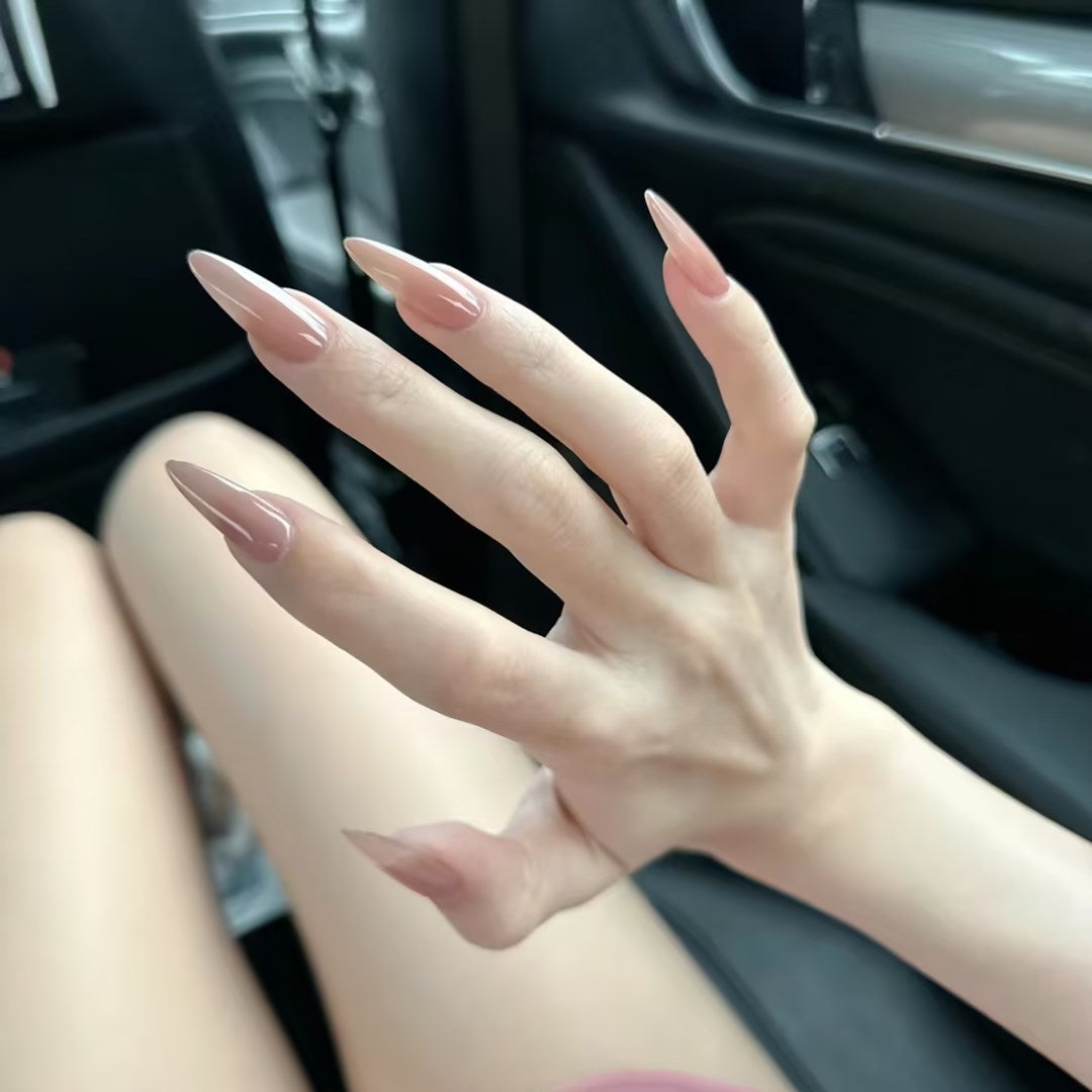 Nude Transparent Press On Nails | Nude Handmade Nails | Long Almond Seductive Press On Nails|Free Tool Kit Set Included