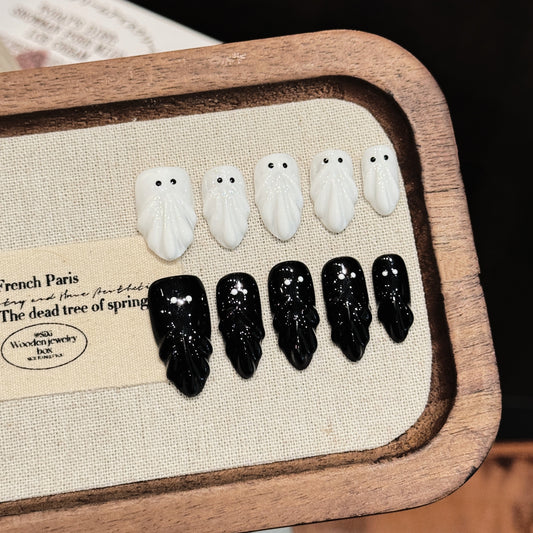 Haunted Hues | Short Almond |Handmade Press-On Nails | Removable and Reusable | Free Tool Kit Included