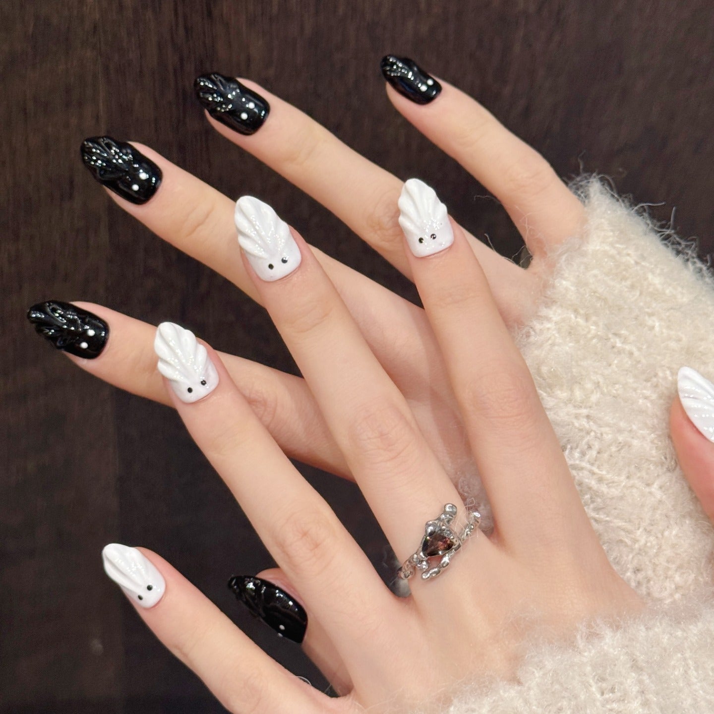 Haunted Hues | Short Almond |Handmade Press-On Nails | Removable and Reusable | Free Tool Kit Included