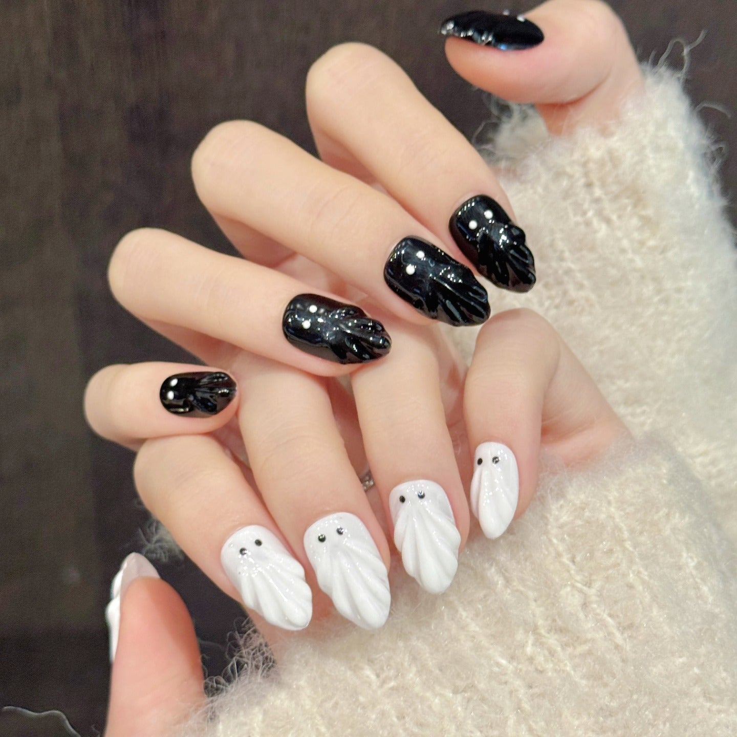 Haunted Hues | Short Almond |Handmade Press-On Nails | Removable and Reusable | Free Tool Kit Included