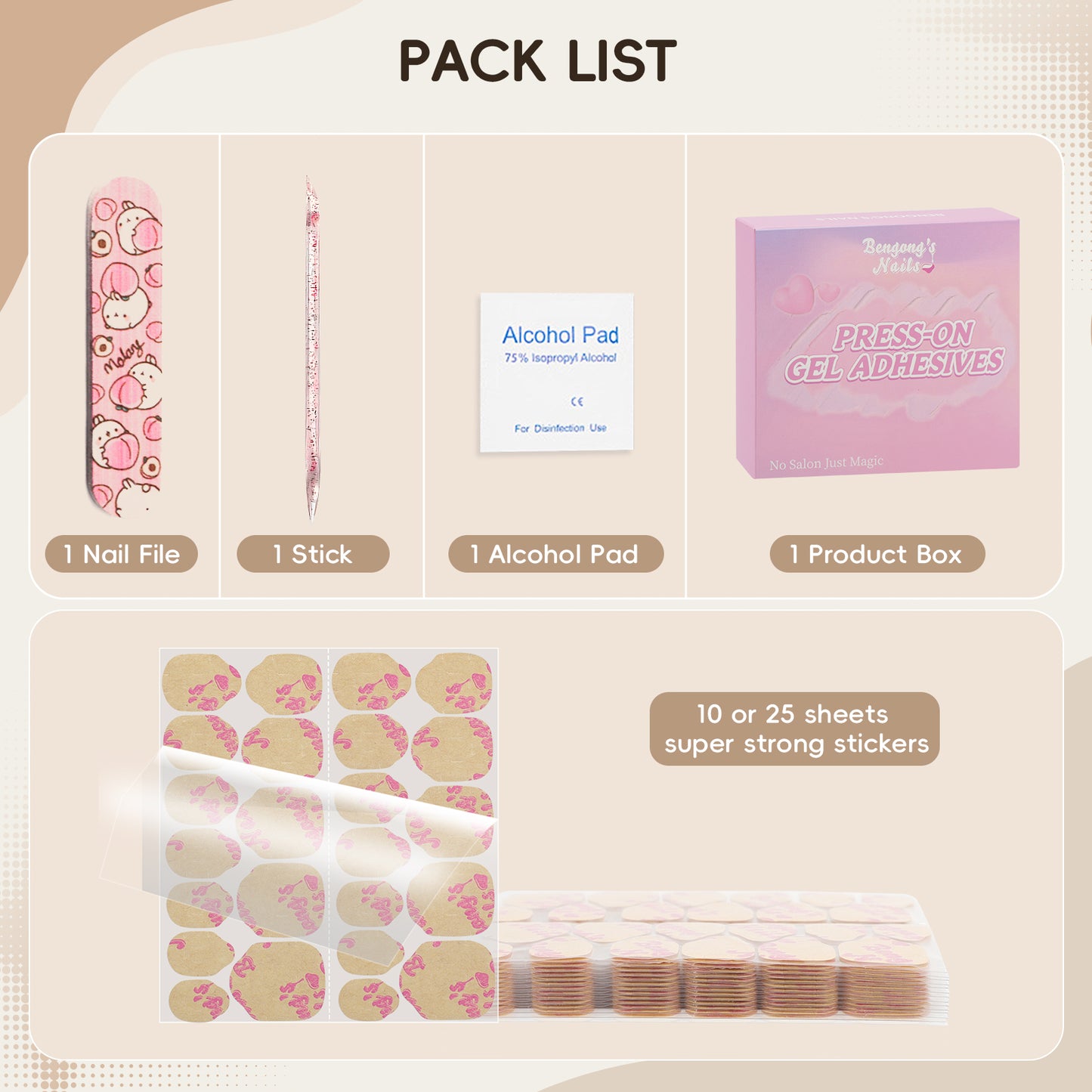 Bengong's Nails: Upgraded Eco-Friendly Press-On Nails Stickers | Waterproof, Super strong, NO damage