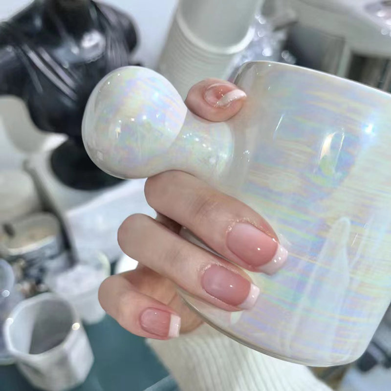 2 Shapes  Simple Nude French Tip Handmade Press On Nails | Removable and Reusable | Free Tool Kit Included