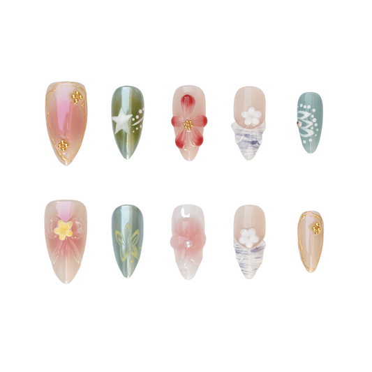 Iridescent Almond Nails | Handmade Press-On Nails | Removable and Reusable | Free Tool Kit Included