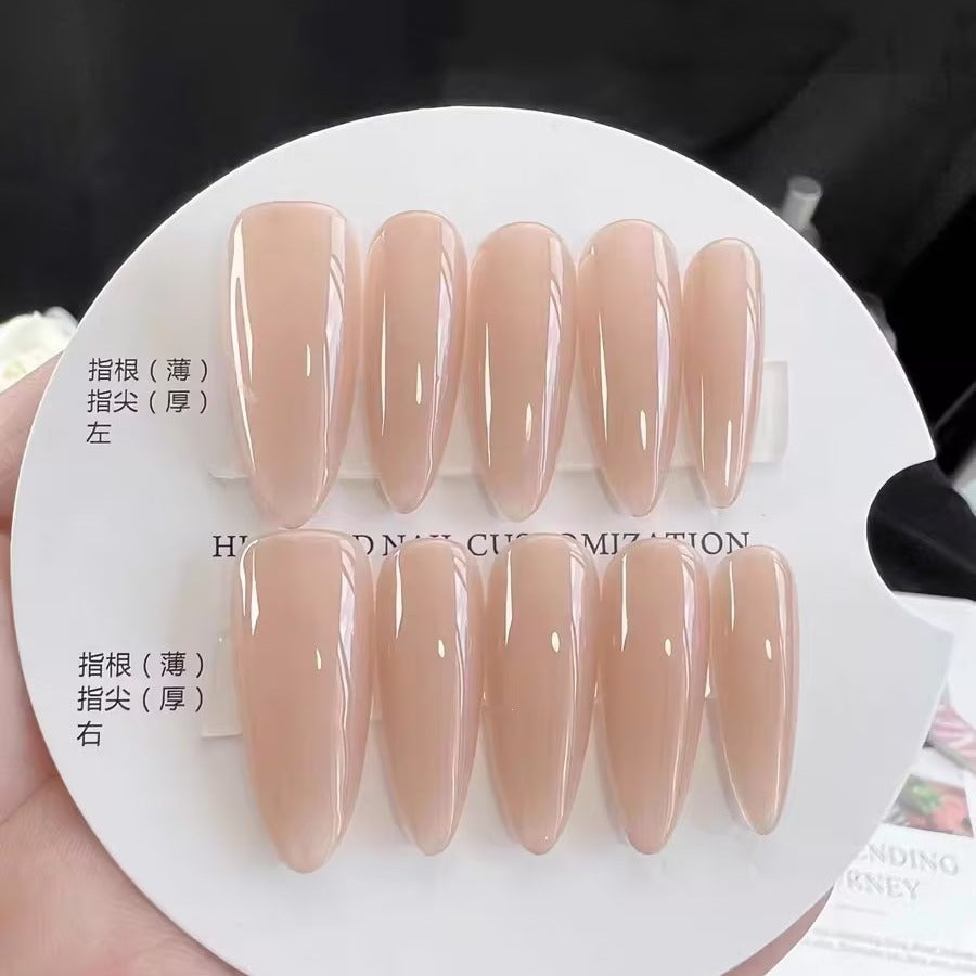 Nude Transparent Press On Nails | Nude Handmade Nails | Long Almond Seductive Press On Nails|Free Tool Kit Set Included