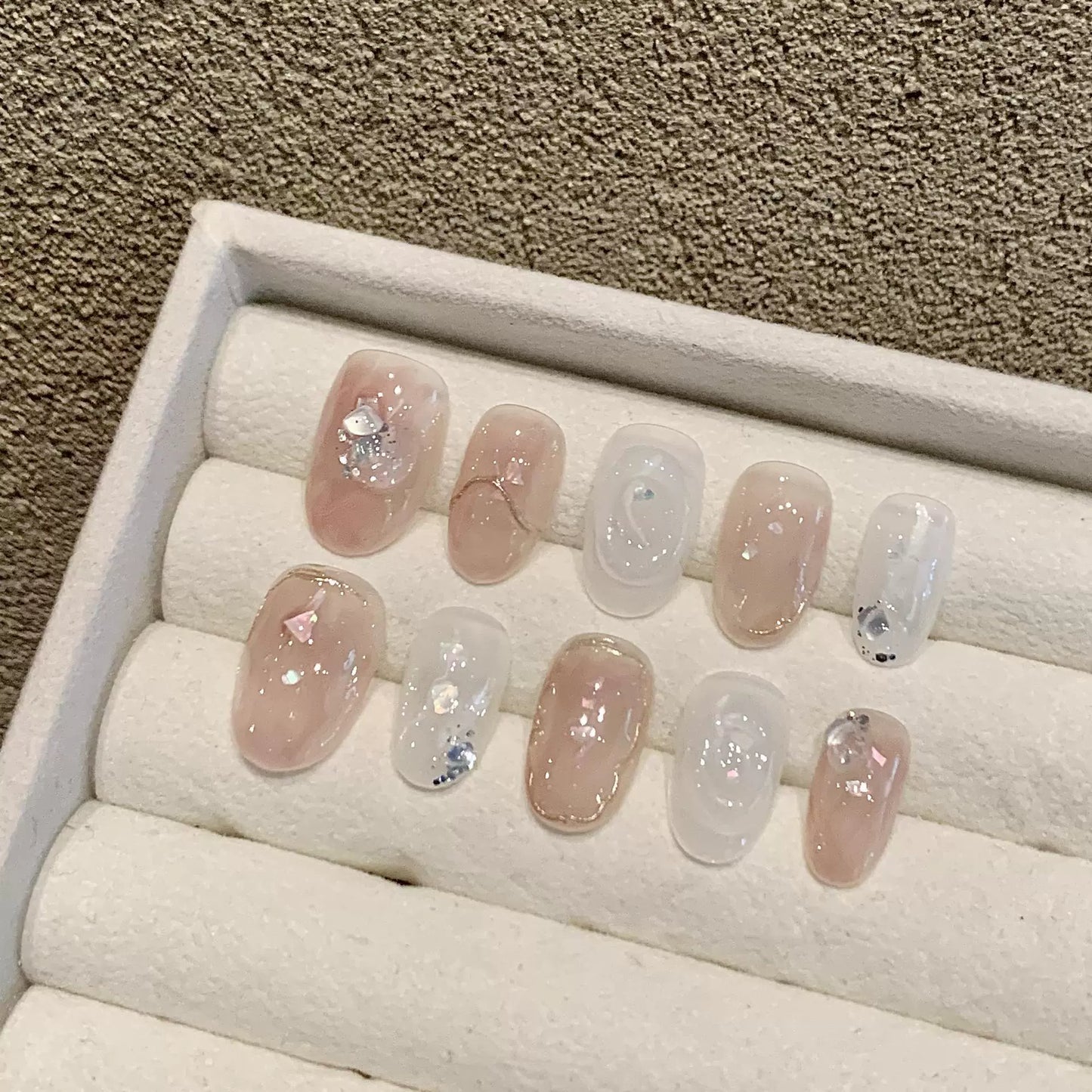 Medium Oval Pink Ombre Handmade Press-On Nails | Removable and Reusable | Free Tool Kit Included