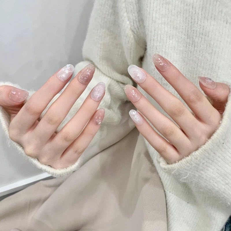 Medium Oval Pink Ombre Handmade Press-On Nails | Removable and Reusable | Free Tool Kit Included