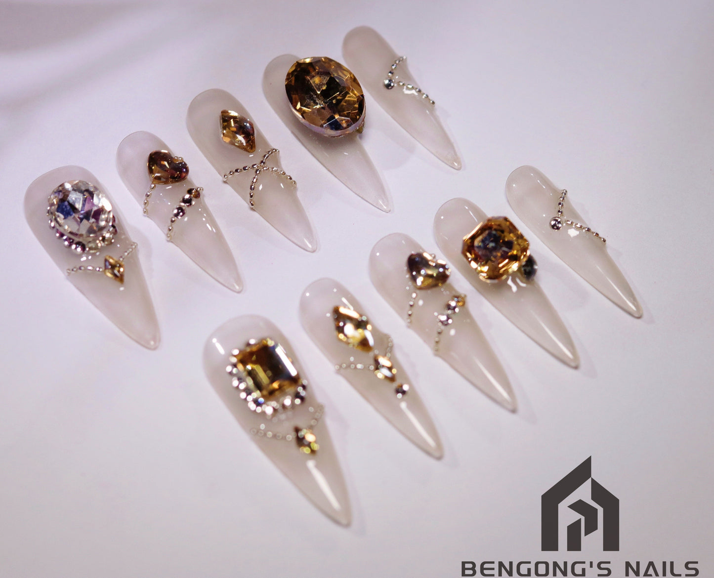 Shine Like A Diamond press on Nails|Stunning Gel Nail Artist faux nails|Free Tool Kit Set Included