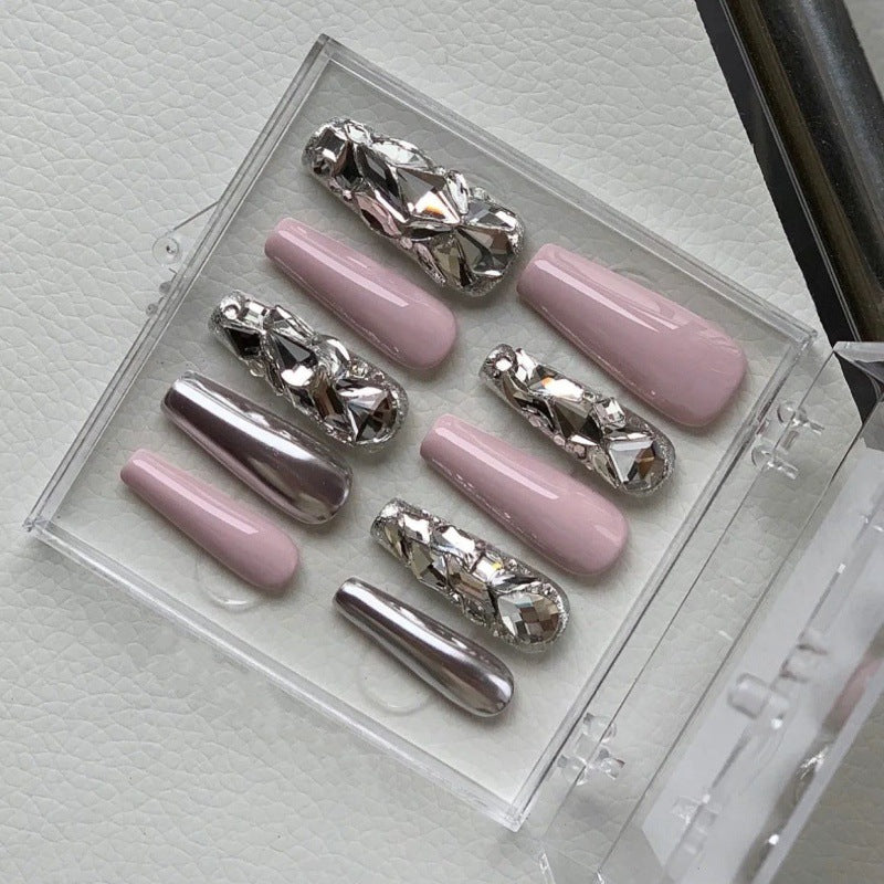 Magic Mirror 3D Coffin Press On Nails | Handcrafted, Detachable, Reusable|Free Tool Kit Set Included