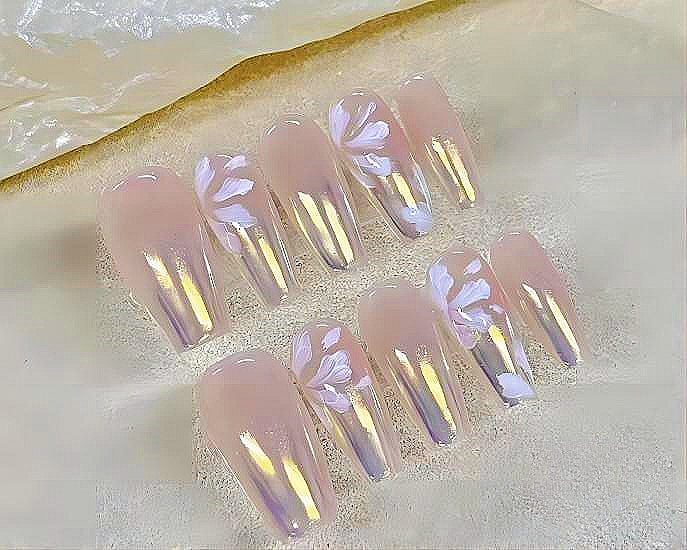 18 Floral Fantasies: A Blooming Handmade Press-On Nails Collection |Removable and Reusable | Free Tool Kit Included