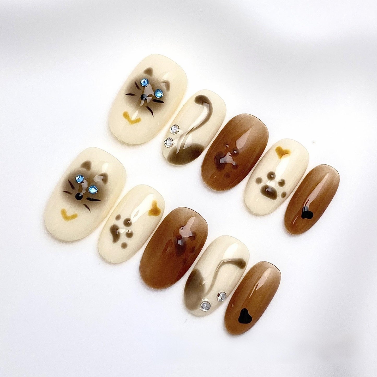 Blue-Eyed Muse – Handmade Press-On Nails | Detachable and Reusable | Free Tool Kit Included