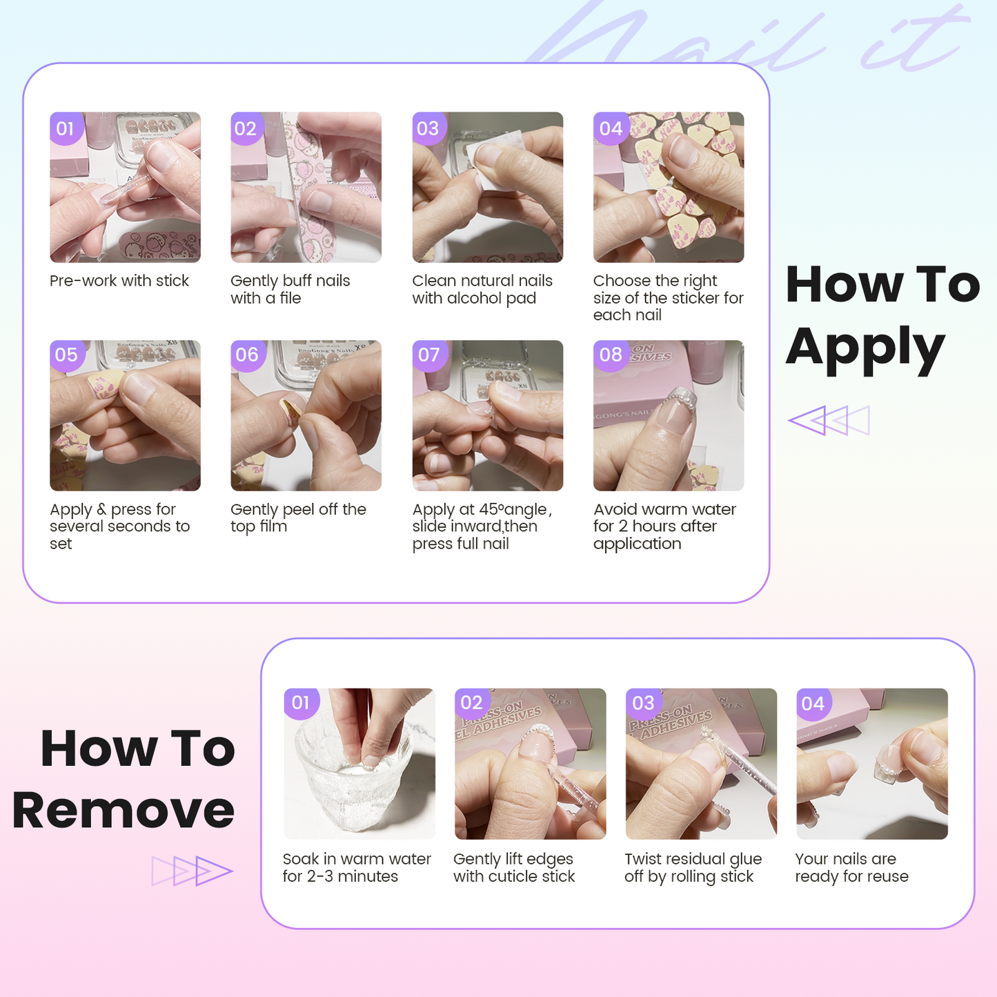 Iridescent Almond Nails | Handmade Press-On Nails | Removable and Reusable | Free Tool Kit Included