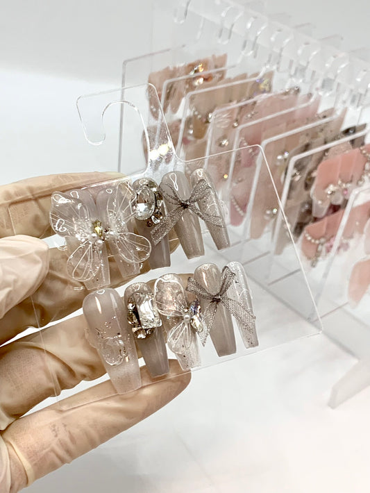 10 Fluttering Moments: Butterfly Handmade Press-On Nails Collection |Removable and Reusable | Free Tool Kit Included