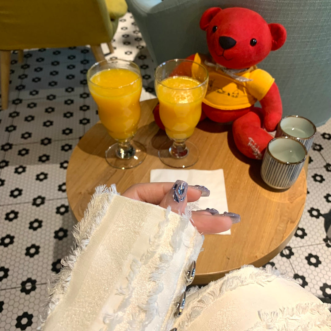 Medium Coffin Light Blue Gradient & Shiny Rhinestone Handmade Press-On Nails | Removable & Reusable | Free Tool Kit Included