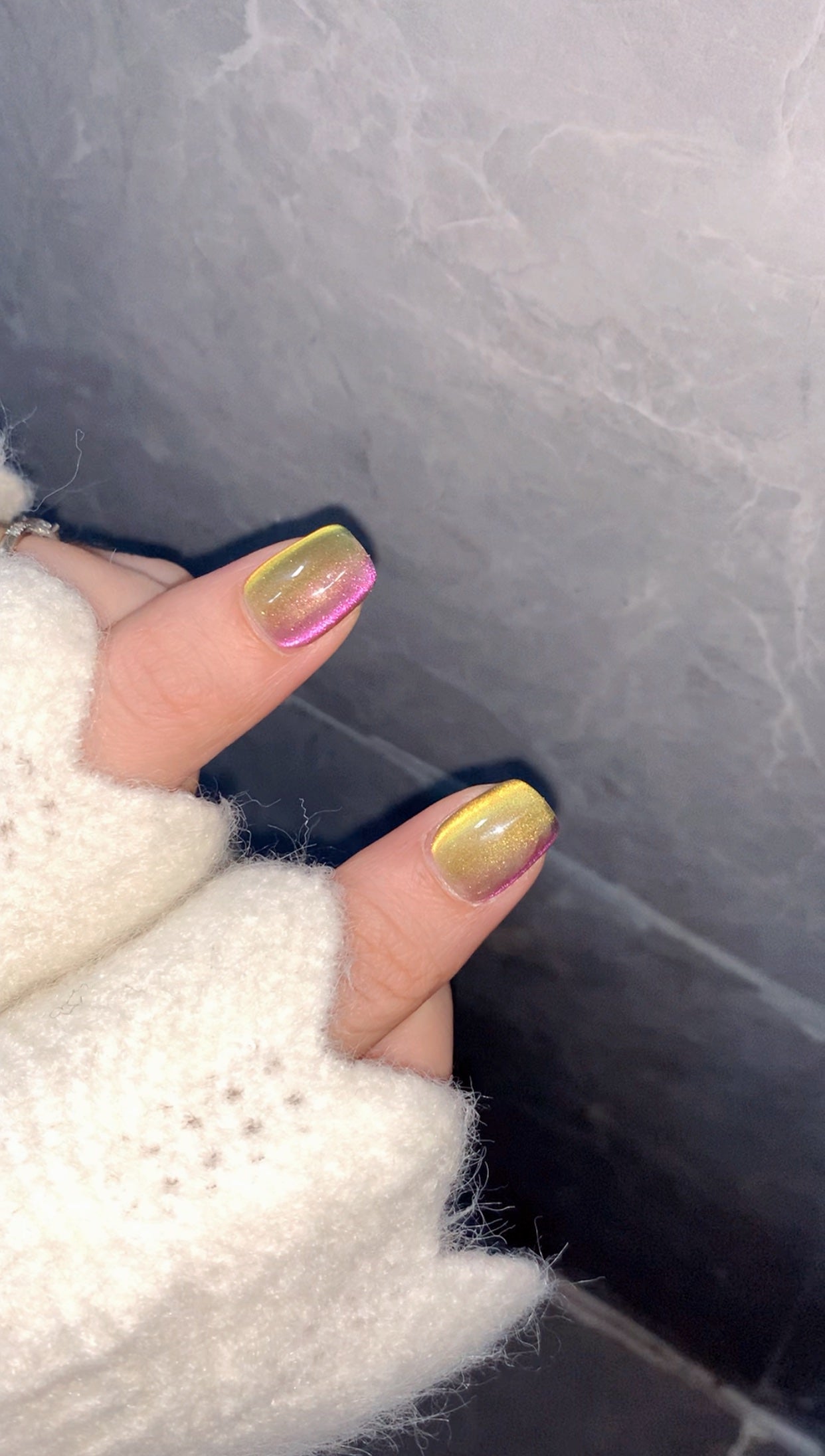 Ultra-Short Square Multicolor Cat Eye & Bursting Fireworks Handmade Press-On Nails | Removable and Reusable | Free Tool Kit Included