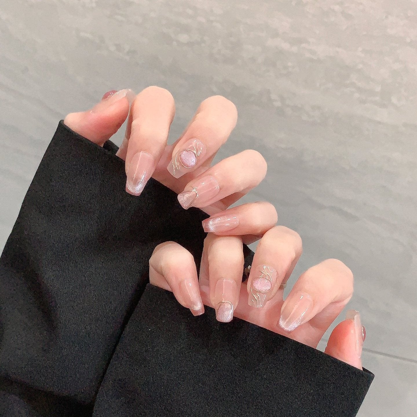 Ultra-Short Square Light Purple Cat Eye & Valente Girl Handmade Press-On Nails | Removable and Reusable | Free Tool Kit Included