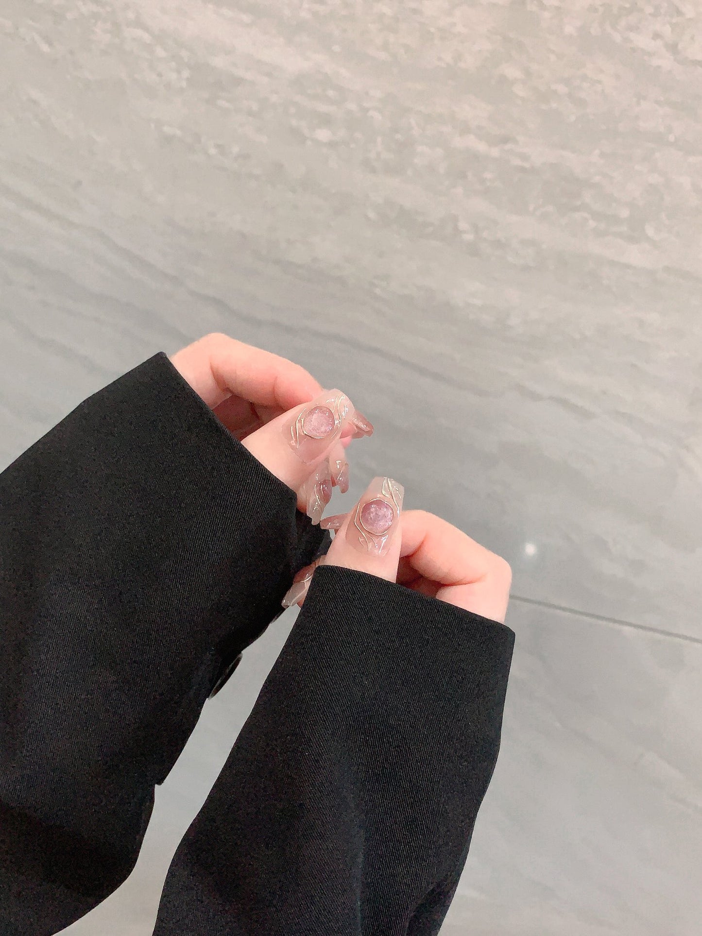 Ultra-Short Square Light Purple Cat Eye & Valente Girl Handmade Press-On Nails | Removable and Reusable | Free Tool Kit Included