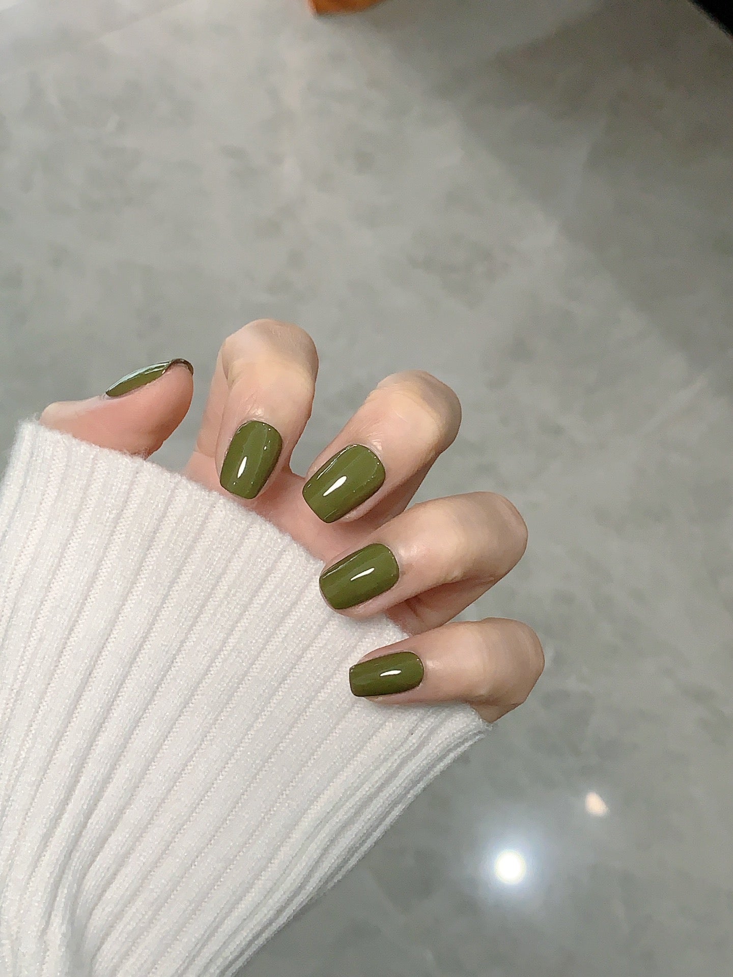 Ultra-Short Square Solid Grass Yellow-Green Handmade Press-On Nails | Removable and Reusable | Free Tool Kit Included