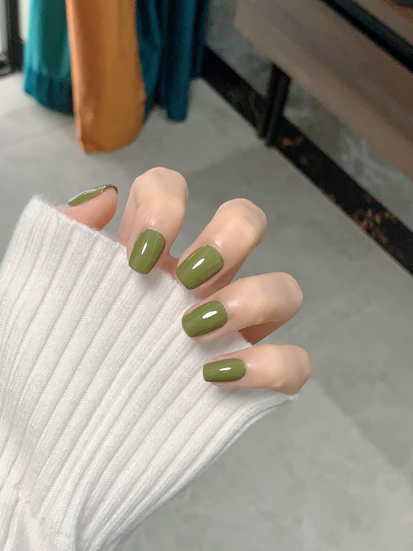 Ultra-Short Square Solid Grass Yellow-Green Handmade Press-On Nails | Removable and Reusable | Free Tool Kit Included