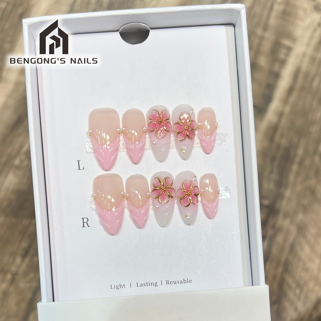Wildflower Breeze | Meduim Almond | Handmade Press-On Nails | Removable and Reusable | Free Tool Kit Included