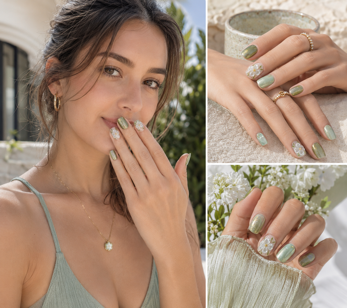 2 Shapes | Verdant Bloom | Handmade Press-On Nails | Removable and Reusable | Free Tool Kit Included