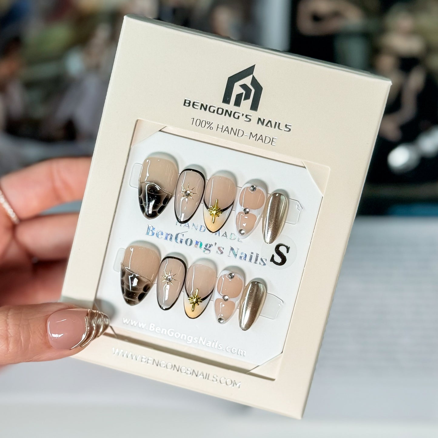 Velvet Haze | Short Almond | Handmade Press-On Nails | Removable and Reusable | Free Tool Kit Included Regular