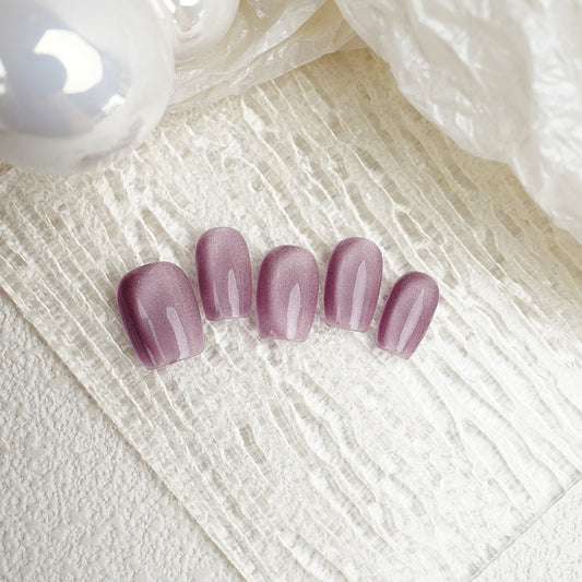 Short Coffin Candied Grape Purple Handmade Press-On Nails | Removable and Reusable | Free Tool Kit Included