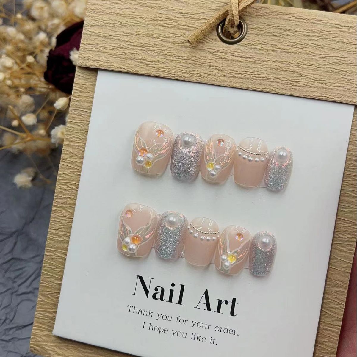 Versatile and Exquisite Short Press On Nails| Mirrored Pink Fish Tail Cool 3D Handmade Nails|Free Tool Kit Set Included