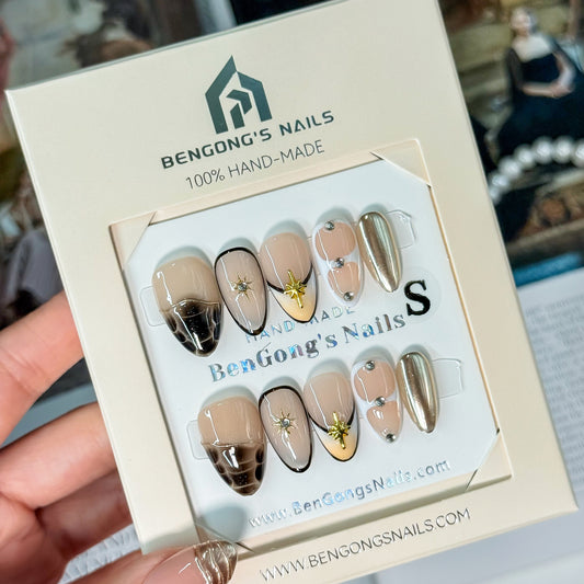 Velvet Haze | Short Almond | Handmade Press-On Nails | Removable and Reusable | Free Tool Kit Included Regular