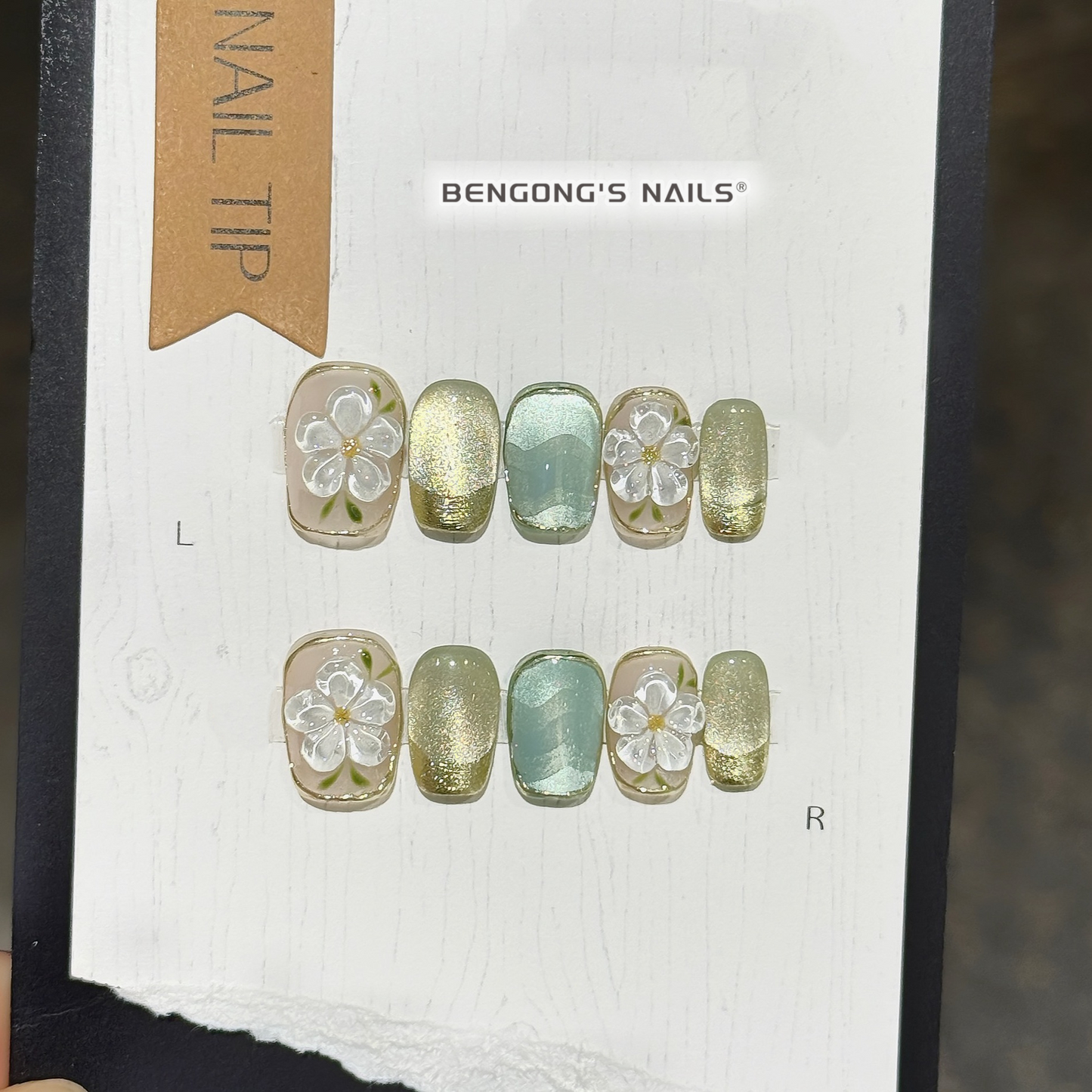 2 Shapes | Verdant Bloom | Handmade Press-On Nails | Removable and Reusable | Free Tool Kit Included