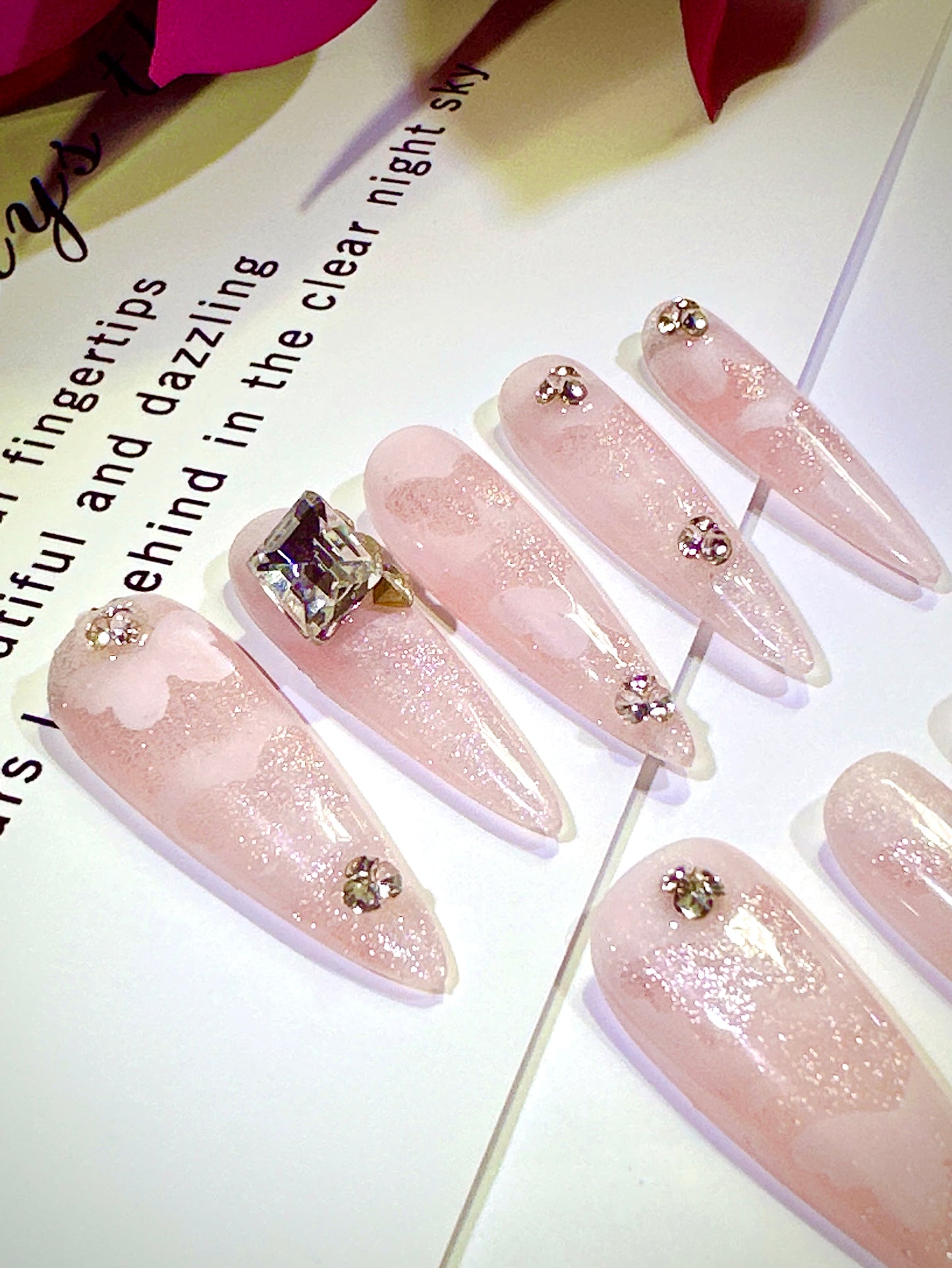 Hollow Butterfly Press On Nails |Elegant and Gentle | French Stlye Pink Nude Press On Nails|Free Tool Kit Set Included