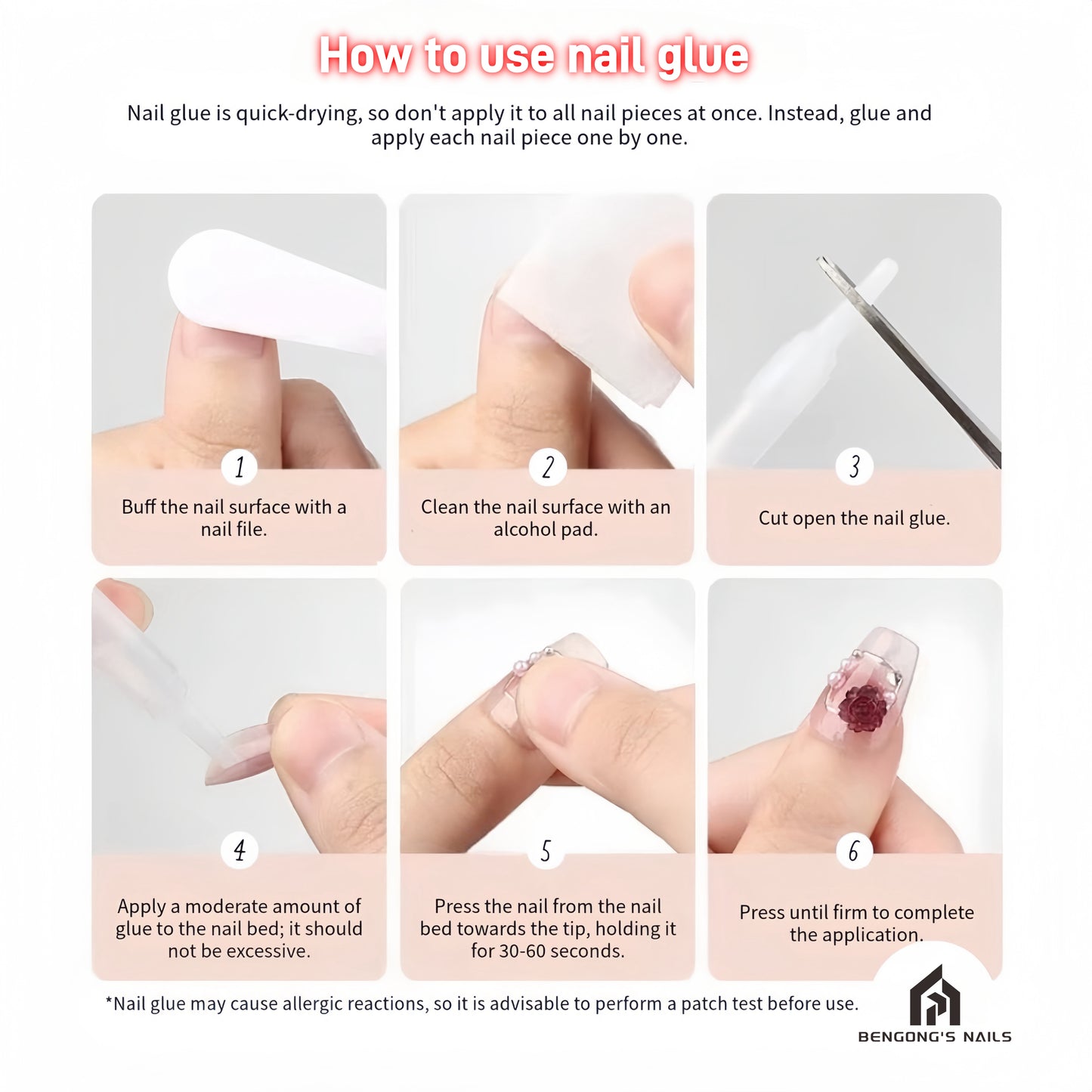 Short Square Nude Gradient Milky White French Tip & Rhinestone Accents Handmade Press-On Nails | Removable and Reusable | Free Tool Kit Included