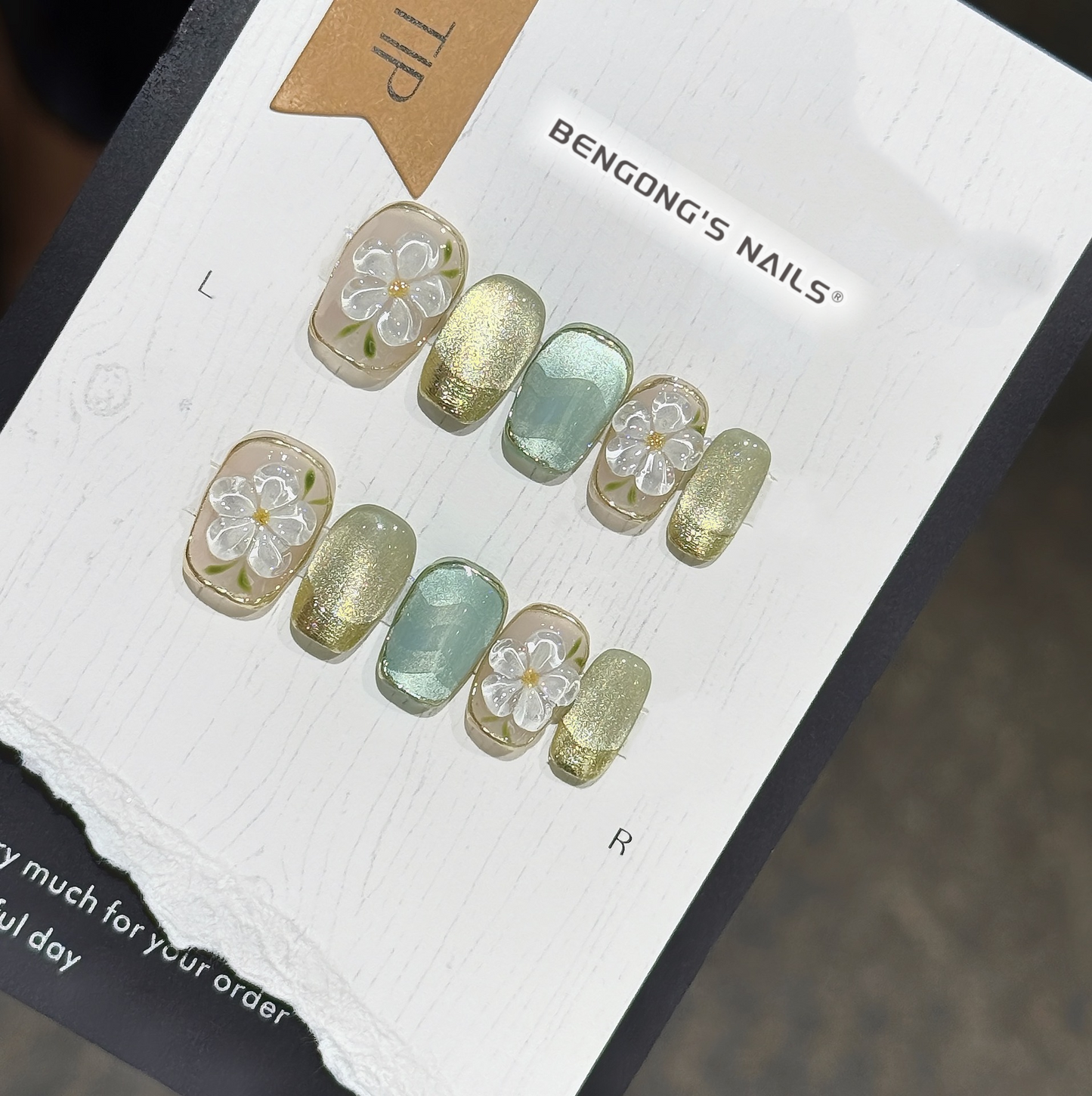 2 Shapes | Verdant Bloom | Handmade Press-On Nails | Removable and Reusable | Free Tool Kit Included