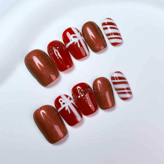 2 Shapes Red Nails & Sweet Christmas Gifts | Removable & Reusable with Free Tool Kit