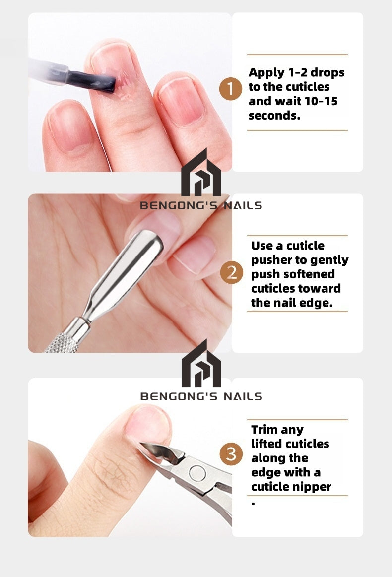 Professional Nail Tool Trio: Cuticle Nipper, Cuticle Pusher & Cuticle Softener | Salon-Quality Manicure at Home
