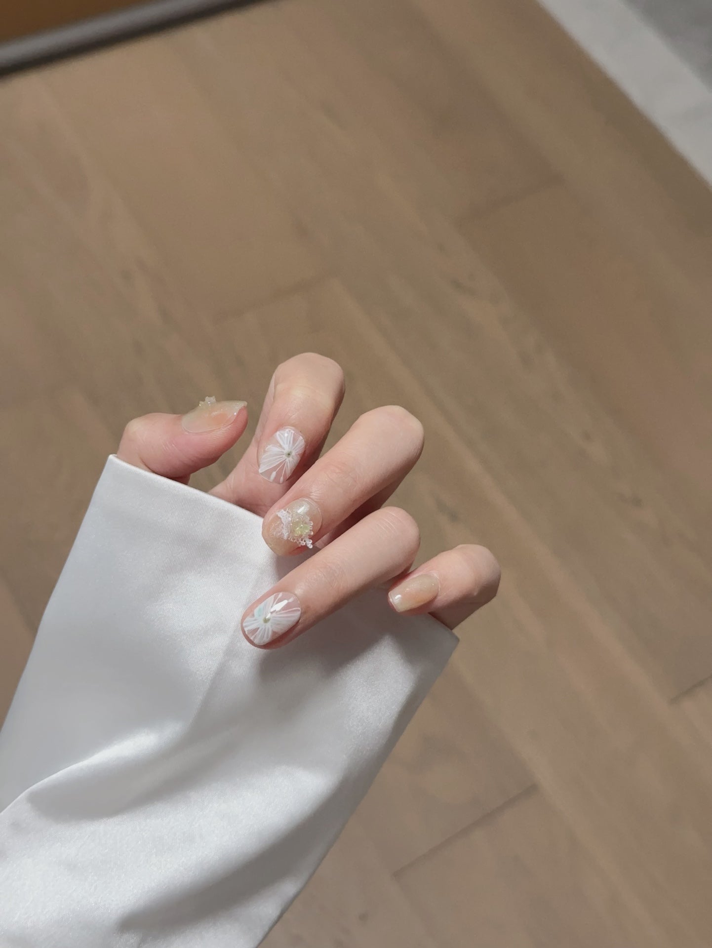 Ultra Short Square Autumn Gradient & Hand-Painted Butterfly Handmade Press-On Nails | Removable & Reusable | Free Tool Kit Included